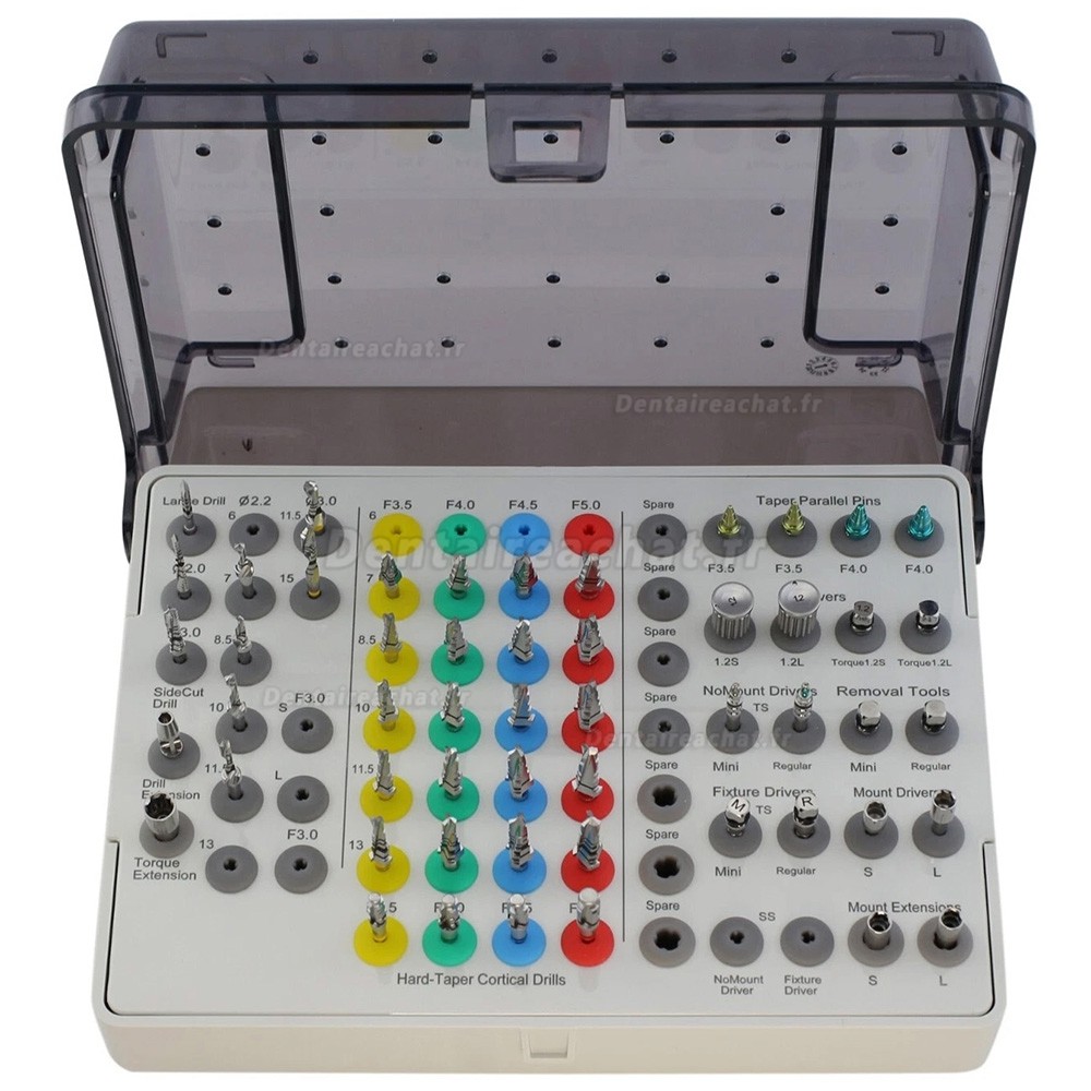 Kit chirurgical pour implants coniquesu universel, guide, forets hélicoïdaux, instruments, style Hiossen OSSTEM